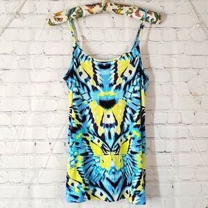 Attention Butterfly Tie-Dye Vibrant Colorful Boho Hippie Stretch Tank Top Size M